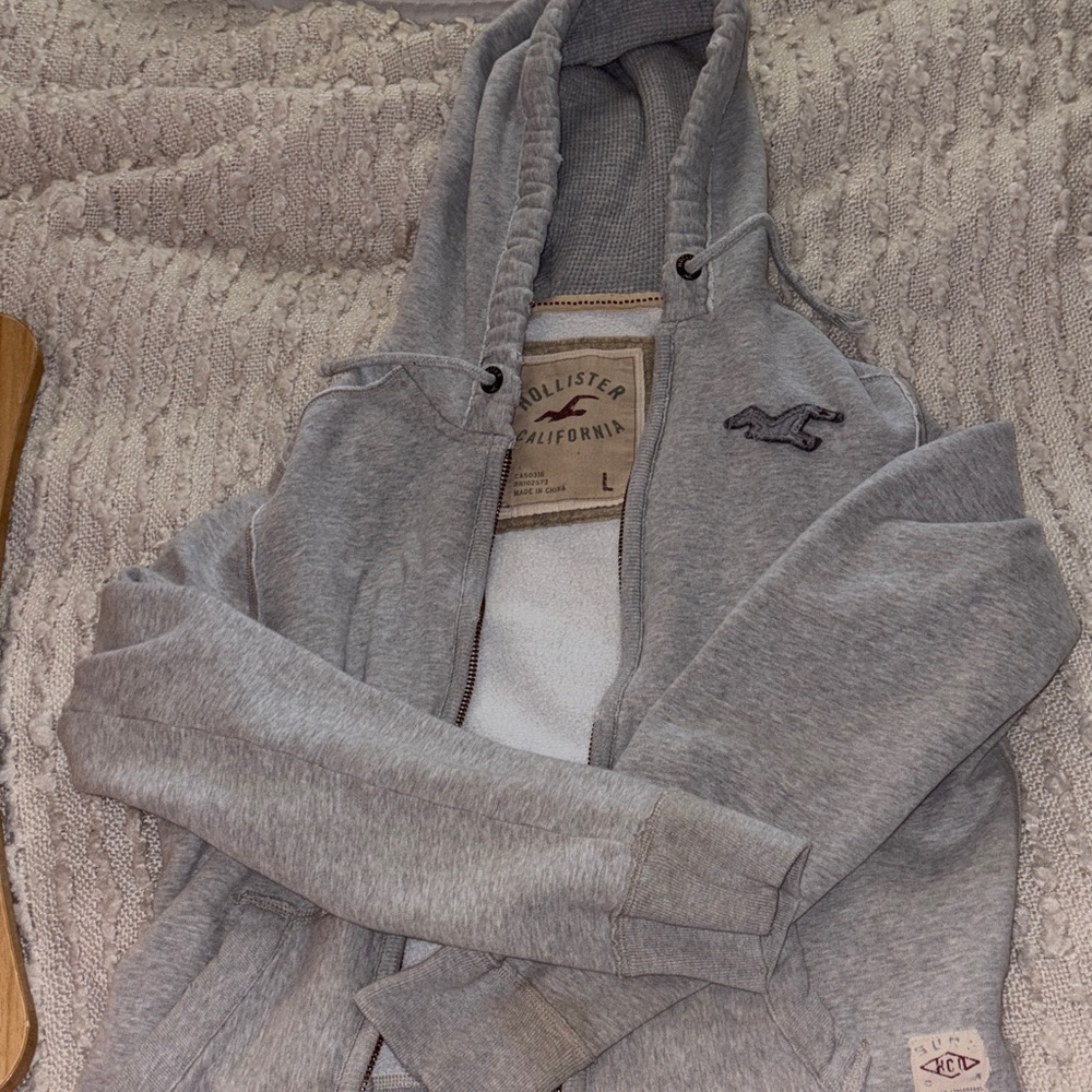 Hollister Heather Gray Hoodie with Logo